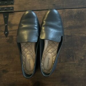 Birdies Dark Leather Slip-Ons